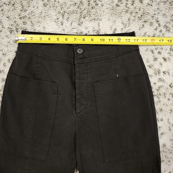 Zara SZ XS Black Roomy Barrel Leg Hi Rise Button Fly Cropped Utility Pants - Picture 6 of 13